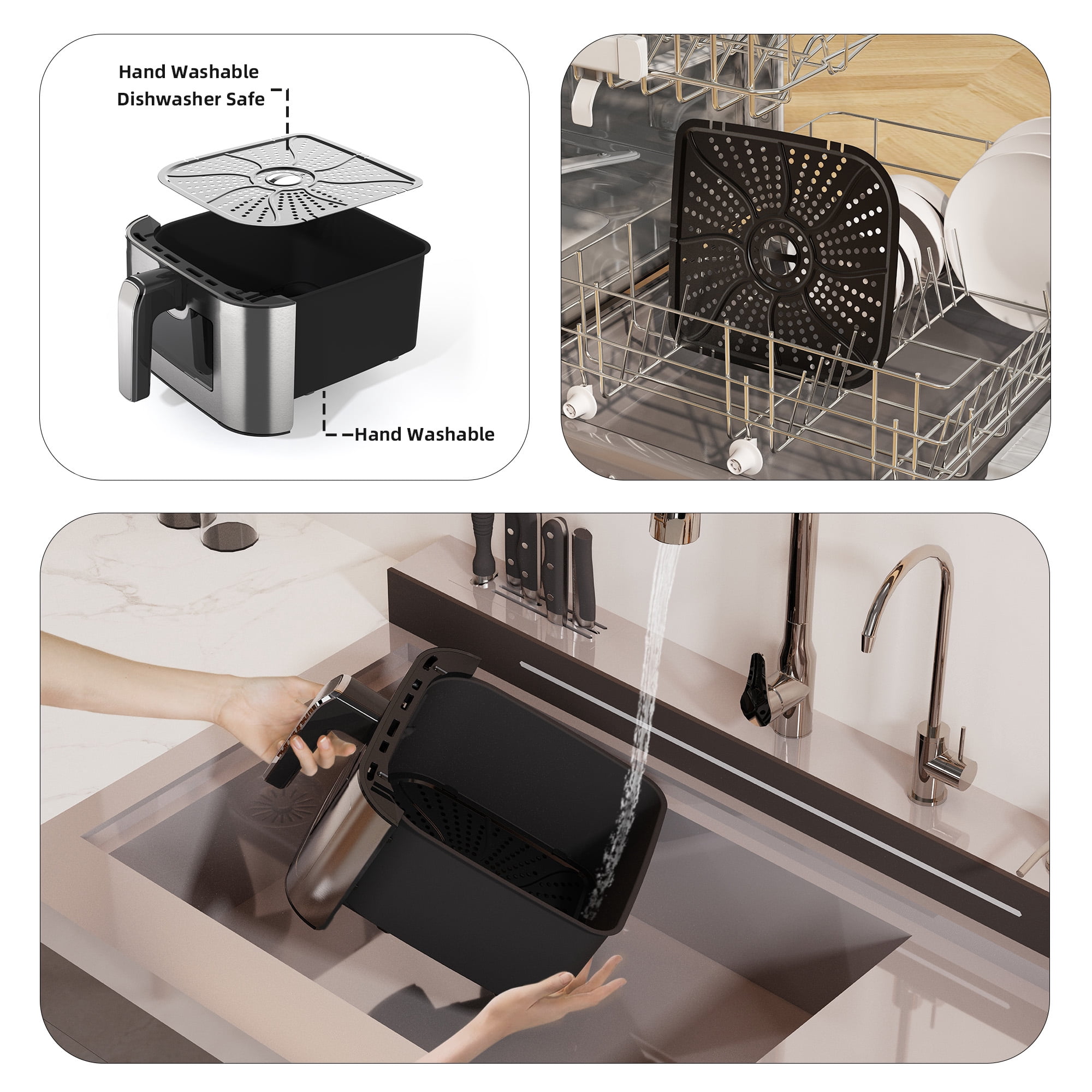 AboveMoon Stainless Steel 8Qt Large Digital Air Fryer with Window for Kitchen Use,Touchscreen Display,400F,Kitchen Appliances,NonStick Basket,Black airfryer