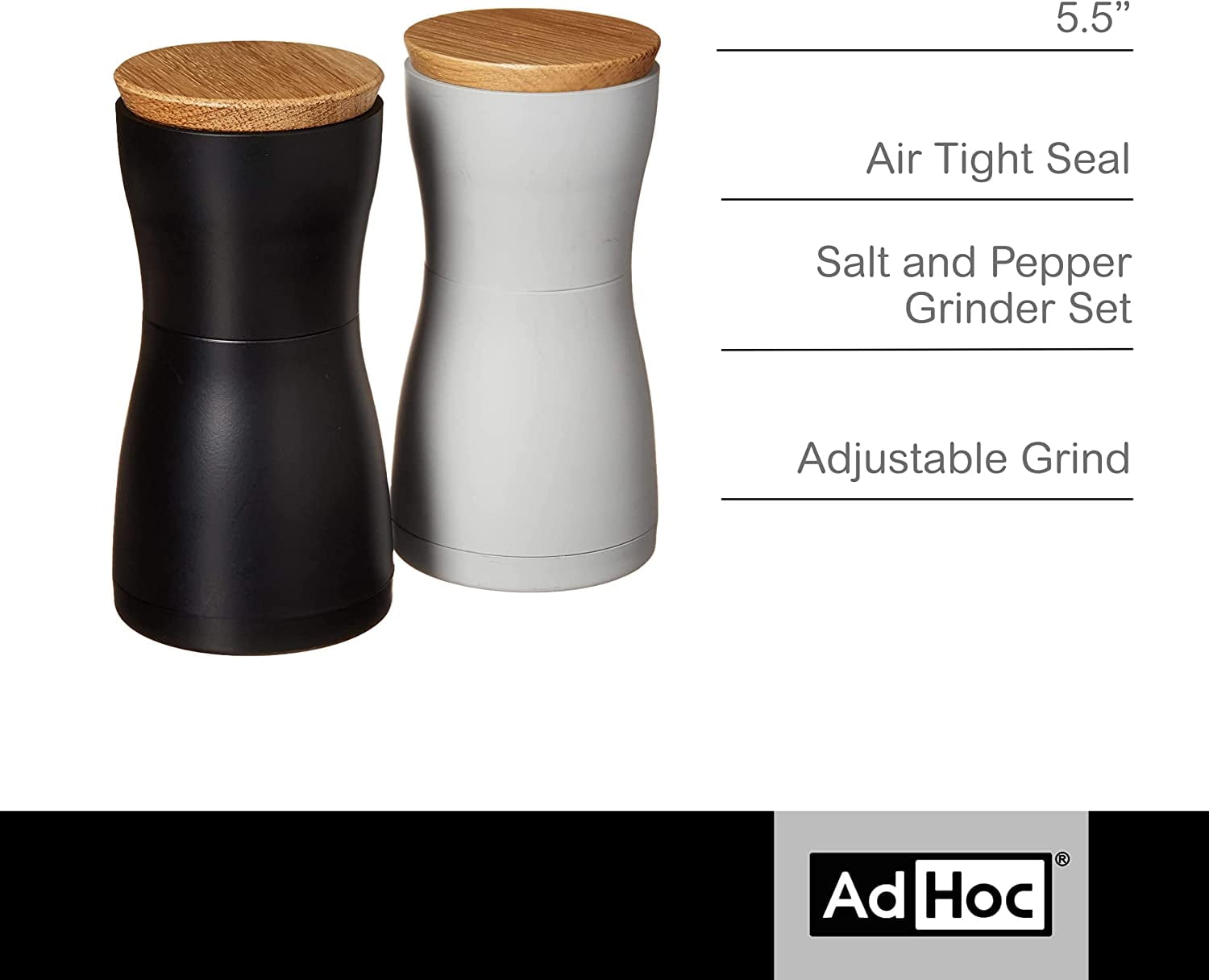 Twin Salt and Pepper Mill Gift Set - Adjustable Manual Grinder for Fine to Coarse Spices