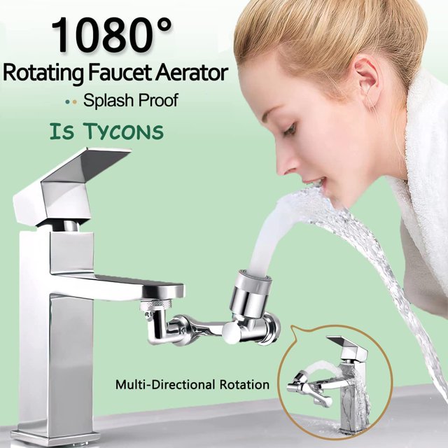 Aireador de grifo giratorio con rociador 1080 con 2 funciones, grifo de extensión multifuncional giratorio, filtro de ahorro de agua, regulador de rociado, aireadores de grifo universales—(1PC) XianweiShao 8390605674273