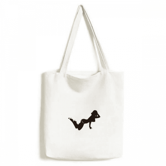 Hot Woman Girl Outline Tote Canvas Bag Shopping Satchel Casual Handbag