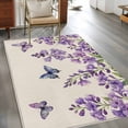 thumbnail image 2 of Hallway Runner Rugs 2.7x5 Ft, Purple Flowers Non Slip Area Rugs for Kitchen Bedroom Entryway, Butterfly Spring Floral Rustic Farmhouse Washable Carpet Runner Rug Floor Mats for Bedroom Home Decor, 2 of 8
