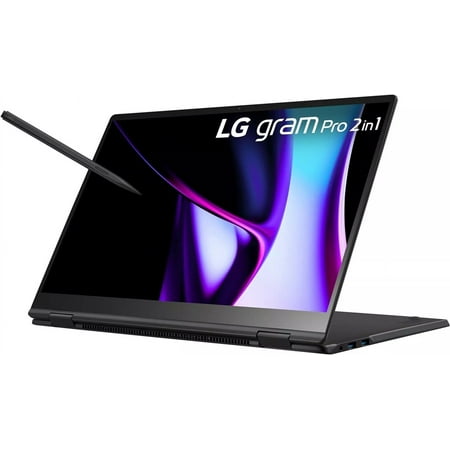 LG gram Pro 16-inch 2in1 Thin and Lightweight Laptop, Intel Evo Edition - Intel Core Ultra 7 Processor, Windows 11 Home, 16GB RAM, 512GB SSD, Black