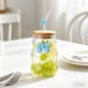 thumbnail image 1 of Vaso de agua de vidrio con tapa y pajita de vidrio – Vaso para bebidas de 450 ml para café, bebidas frías, para el hogar, la oficina o para uso al aire libre., 1 of 6
