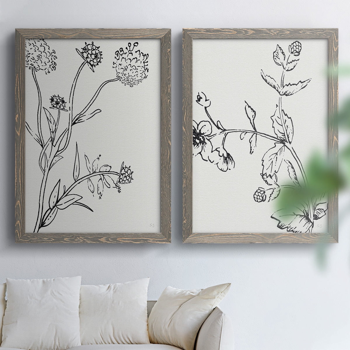 Botanical Study I - Premium Framed Canvas 2 Piece Set - Ready to Hang