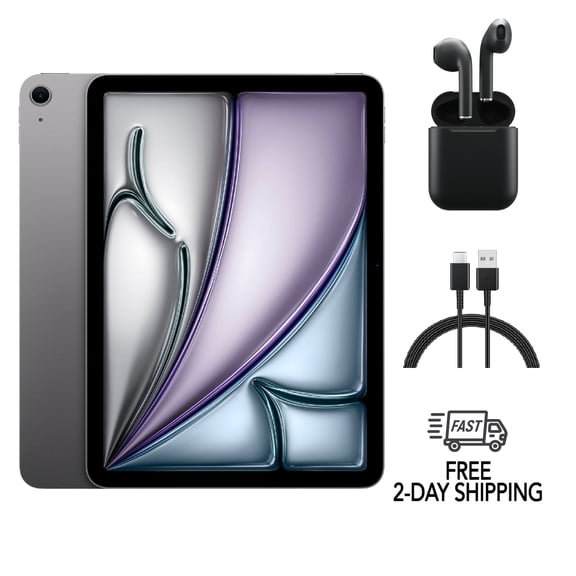 Pre-Owned Apple iPad Air 11 inch M2 (2024) A2902 (WiFi) 256GB Space Gray (Grade A ) w/ Wireless Earbuds