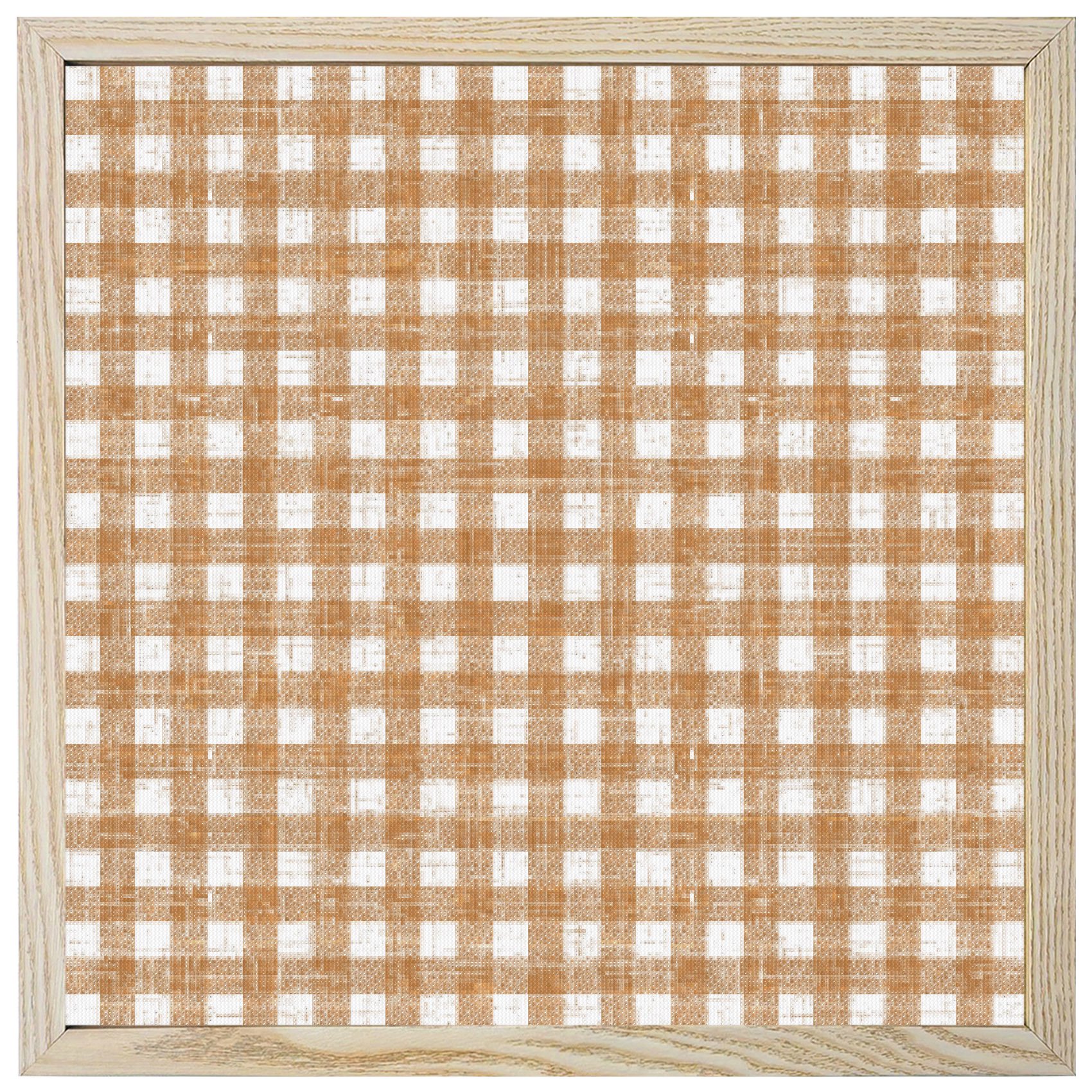 Diamond Painting Kits Brown Buffalo Plaid 5D Diamond Painting Dots Gem Craft Framed Canvas Classic Checked Stripes Full Drill Diamond Art Paintings for Living Room Wall Decor 12x12 Inch