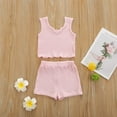 thumbnail image 2 of EnJoCho Children's Set Summer New Sleeveless Tank Top Solid Color Shorts Two Piece Set Party Birthday School Children Girl Trendy Clothes Spring Fall Casual Outfits, 2 of 6