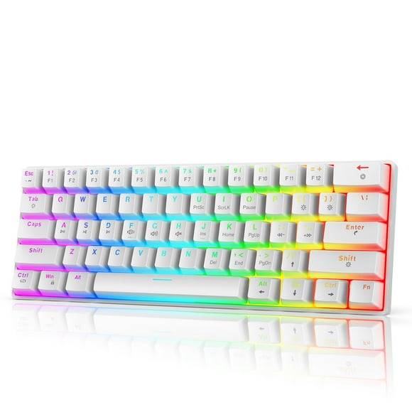 HXSJ V900 60% Mechanical Keyboard Wired Gaming Colorful Backlit Gaming 61-Keys Red Switch Compact Keyboard for Home Office PC Laptop