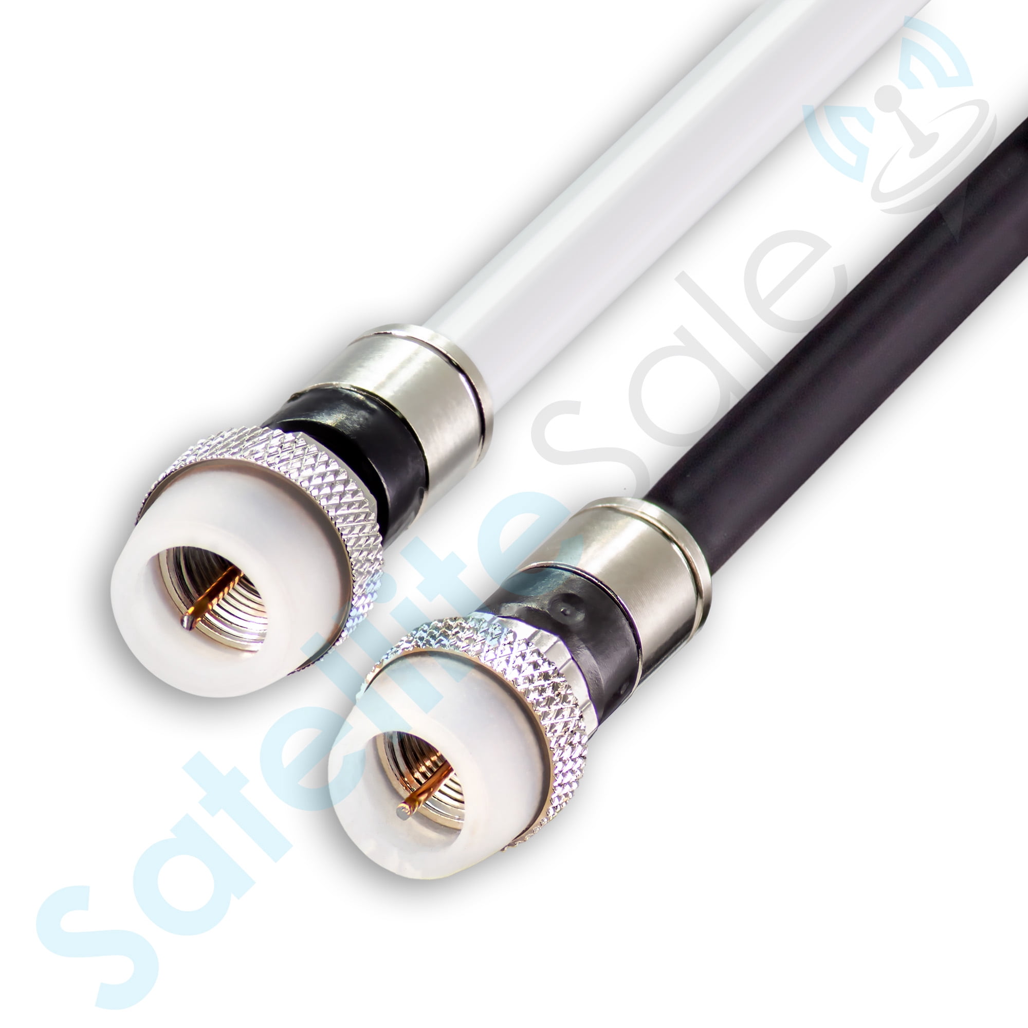 SatelliteSale Digital RG-6/U 75 Ohm Coaxial Cable with F-Type Waterproof Connectors Indoor/Outdoor Universal Wire Black Cord 25 feet