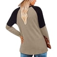 thumbnail image 4 of Camisa de mujer con cuello en V Color de contraste Camiseta interior de manga larga Poliéster para Otoño Invierno, 4 of 6