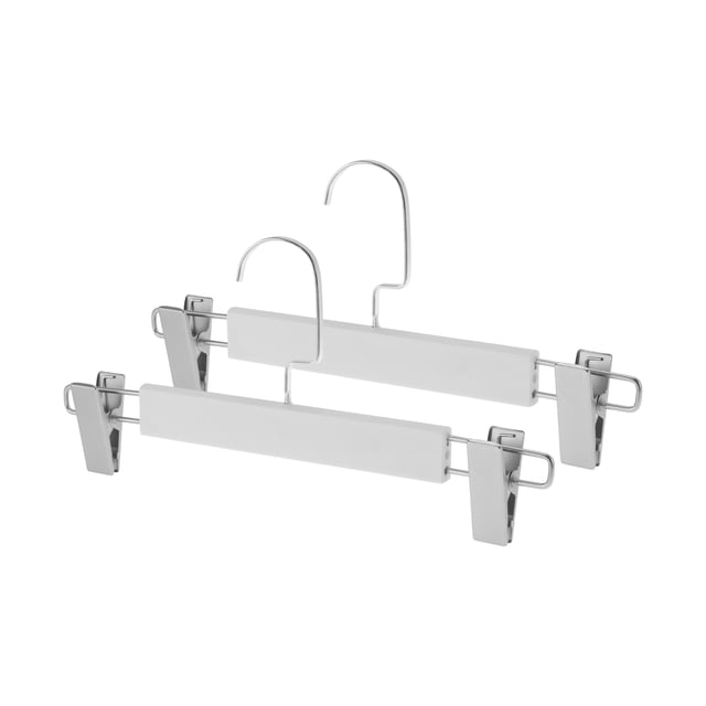 Percha para pantalones Unique Bargains de 2 piezas con clips, percha de prenda mate blanca