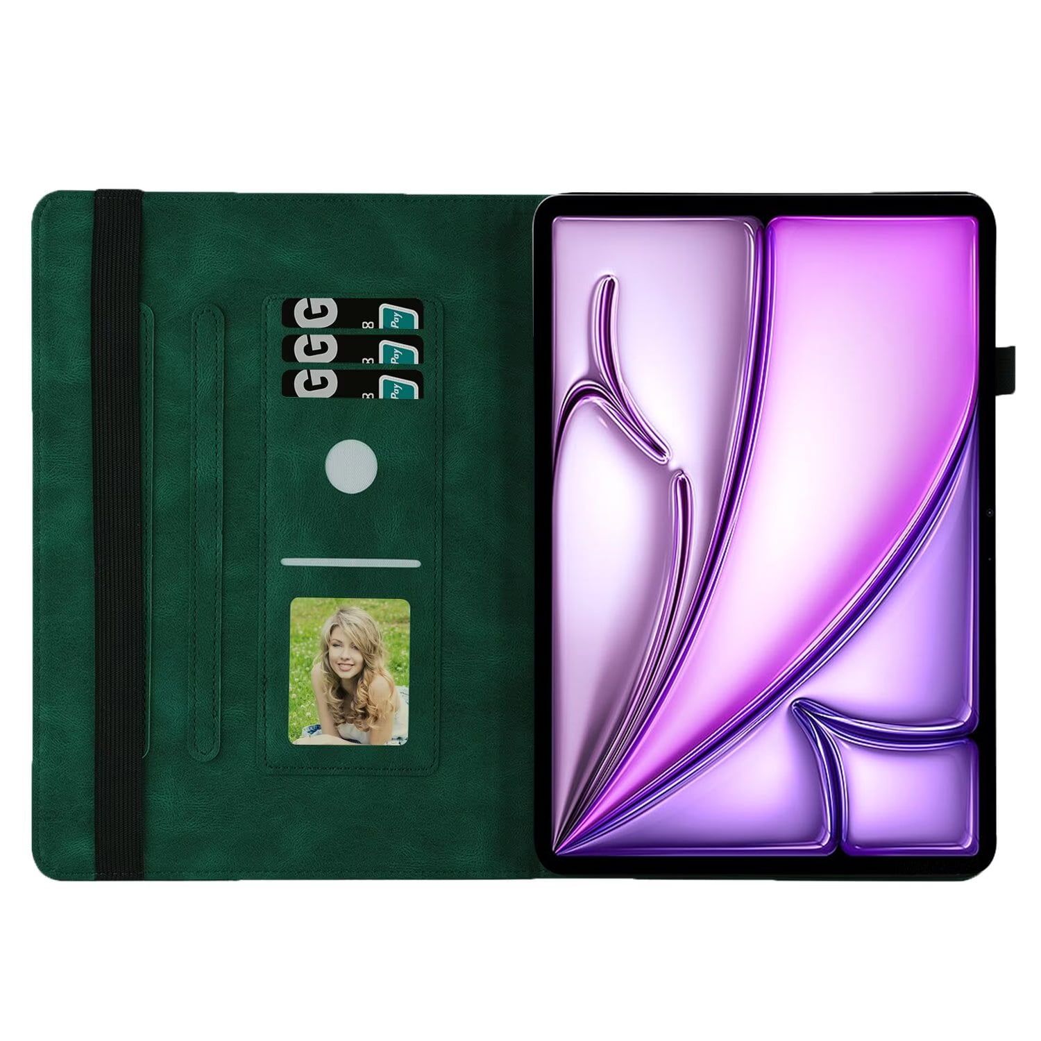 Dteck Butterfly Pattern Case for iPad Air 13 inch 2025/2024,Magnetic PU Leather Smart Auto Wake/Sleep Folio Stand Case Card Slot Pencil Holder Cover for iPad Air 13-in. M3/M2,Green