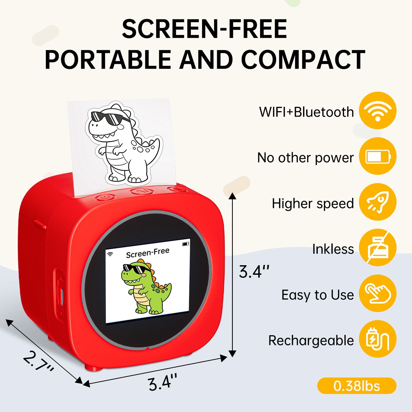 AI Voice-Activated Sticker Printer for Boys And Girls, No Ink, Wireless,Screen-Free Imagination Toy with Safe BPA-Free Paper Rolls,Portable Thermal Mini Inkless Printer