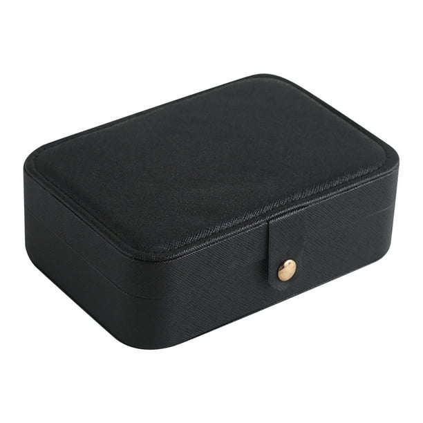 Joyeros para mujer, joyero doble, joyero para guardar pendientes, joyero pequeño, mini joyero, organizador de joyas de viaje de doble capa, con placa de tachuelas.