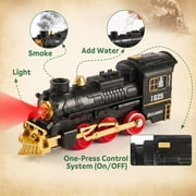Electric Train Set, Remote Control Train Toy with Smoke, Light & Sound, Toy Train Set for Under Christmas Tree for Boys Girls