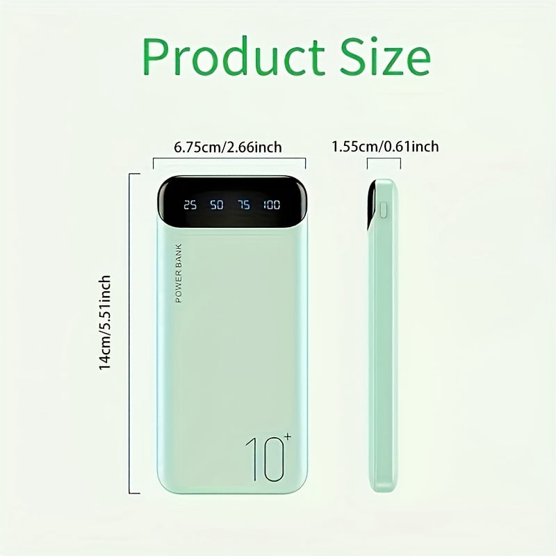 A High-Capacity Portable Power Bank with 10000/20000Mah, Suitable for Iphones And Android Phones, As Well As Tablets, Headphones, And Other Electronic Devices. It Features Dual USB Outputs