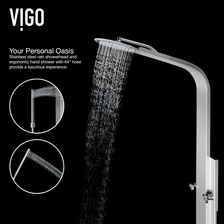 VIGO Mateo 60 in. H x 7 in. W 6-Jet Shower Panel System with Fixed