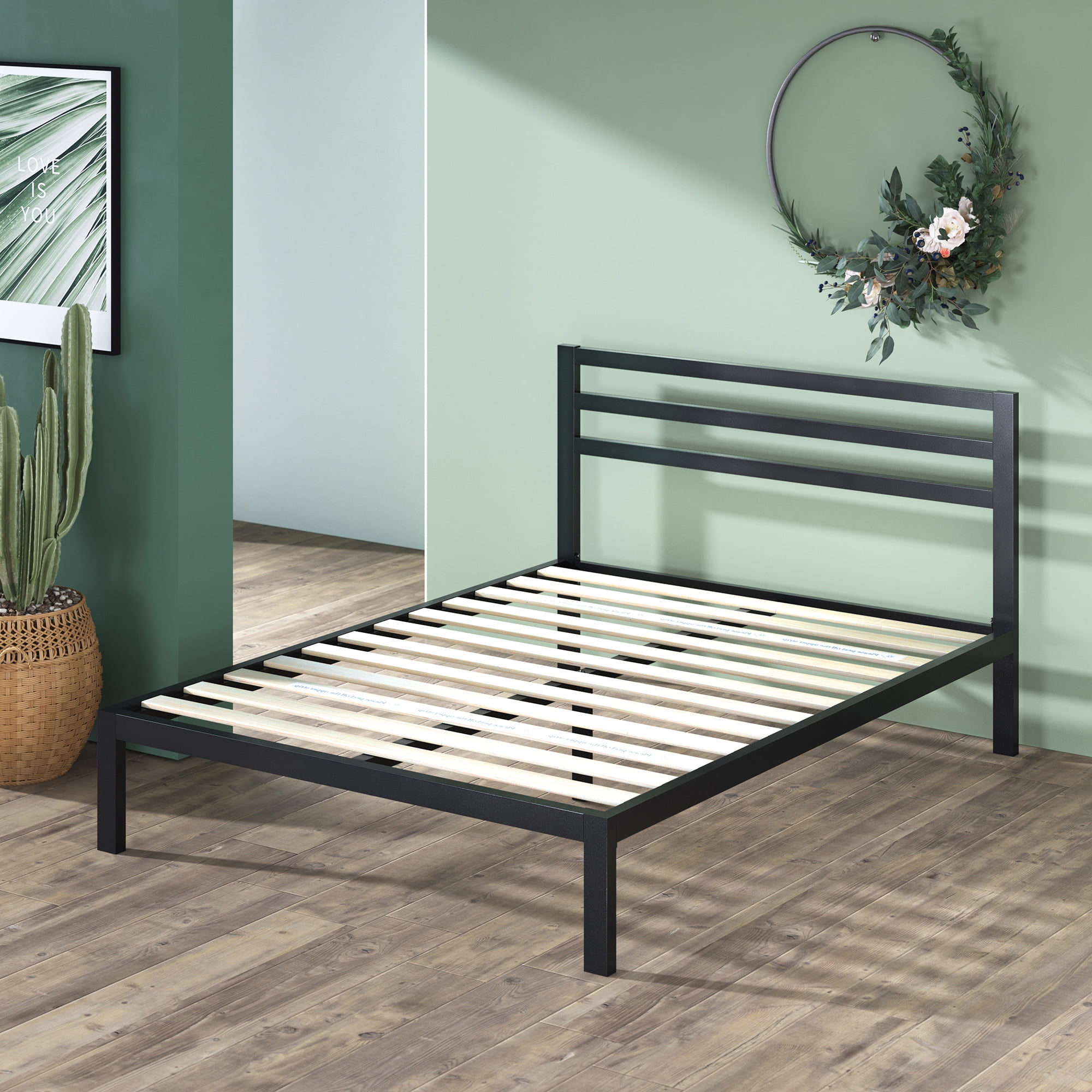 Zinus Mia 38" Metal Platform Bed Frame with Headboard, Full