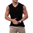 thumbnail image 3 of Mens Ribbed Knit Tank Top Cotton Sleeveless Shirts Summer Beach Workout Muscle Undershirt Black XL, 3 of 4