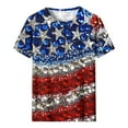 thumbnail image 4 of GERsome Womens 4th of July Short Sleeve Tops American Flag Patriotic T Shirts USA Flag Stars Stripes Crewneck Loose Fit Summer Tee S-5XL, 4 of 5