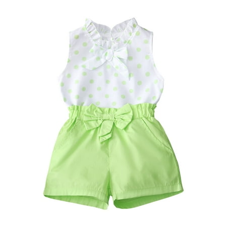 

Infant Baby Girls Clothes 9 Months Baby Girls Summer Short Outfit Sets 12 Months Sleeveless Tops Elastic Shorts 2PCS Set Green