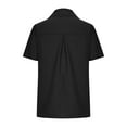 thumbnail image 5 of Dazajoo Plus Size Short Sleeve Button Down Shirts for Women Summer Casual Cotton Linen Solid Color Blouses 2024 Womens Dressy Trendy Lapel V Neck Loose Fit Tunic Tops,Black,S, 5 of 6