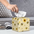 thumbnail image 6 of Kdxio Sunflowers Bee Print Tissue Box Cover,Square Decorative PU Leather Facial Paper Case Organizer Holder Dispenser for Bathroom,Night Stands,Desk,Car 5.2''X5.2''X5.2'', 6 of 8