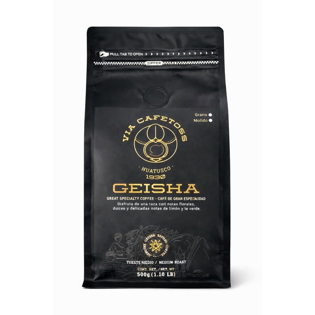 Café Vía Cafetoss Geisha Red Honey de las Altas Montañas de Huatusco, Veracruz MX en Grano tueste medio 500 gr