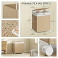 thumbnail image 2 of LEDREM 2-Section Rolling Laundry Hamper with Lid, 100L Capacity, Wheels & Removable Liner, Rattan Design, Natural Beige and Matte White, 2 of 6