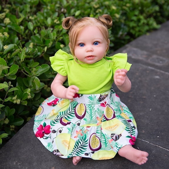 Takanini Newborn Baby Doll 20" Silicone Limbs with Soft Body White Skin Baby Girl Doll Sets Birthday Gift for 3  Years Toddlers