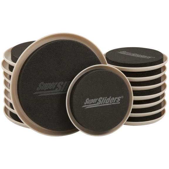 Super Sliders 3 1/2" & 5" Round Reusable Furniture Sliders for Carpet - Effortless Moving and Surface Protection, Beige (16 Pack)