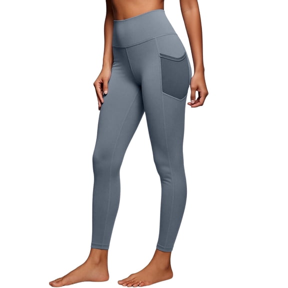 Qgtaibl Women's High Waisted Yoga Leggings with Pockets Tummy Control Slim Fit Athletic Pants Buttery Soft Stretch Non See Through Sweatpants for Gym Jogging Casual Wear Navy XXXL