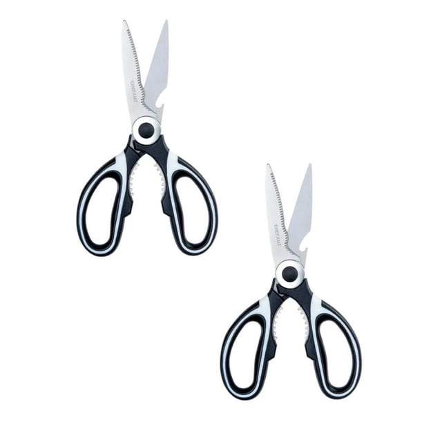 2PC Tomato Slicer And Lemon Slicer Kitchen Scissors Premium Stainless Heavy Duty Kitchen Shears And Multifunctional Ultra Sharp Shears For Chicken Poultry Fish Meat Vegetables Herbs And BBQ White