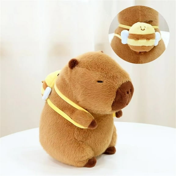 8.6" Capybara Plushies Toy - Carrying A Small Bee Backpack - Cuddly Soft Huggable Stuffed Animals Plush Pillows, Birthday Chirstmas Graduation Back to School Perfect Gifts for Women Teens & Fans