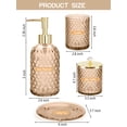 thumbnail image 3 of Cirhy Amber Brown Glass Bathroom Accessories Set, 4 Piece Bathroom Set with Soap Dispenser, Toothbrush Holder, Qtip Holder and Tray, Vintage Bathroom Decor Set for Home Apartment, 3 of 7