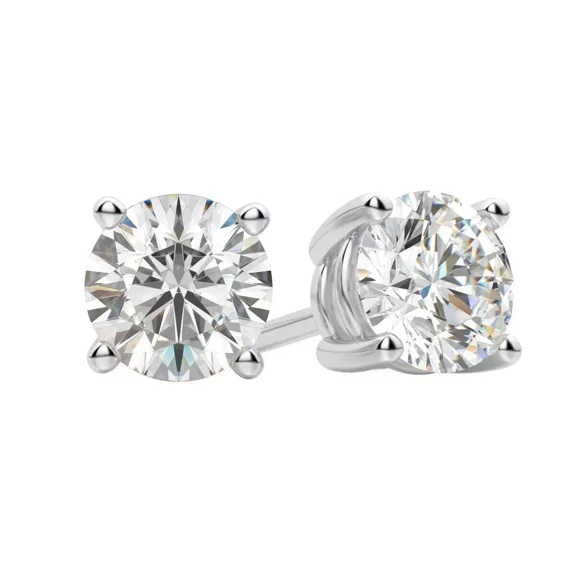 2.04 carat F VS1 round Cut Lab Grown Diamond Stud Earrings 14K IGI Certified