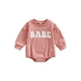 thumbnail image 1 of ZAXARRA Barboteuse de Printemps pour Bébés Filles Garçons Manches Longues Col Rond Imprimé Lettre BABE Combinaison Décontractée, 1 of 8