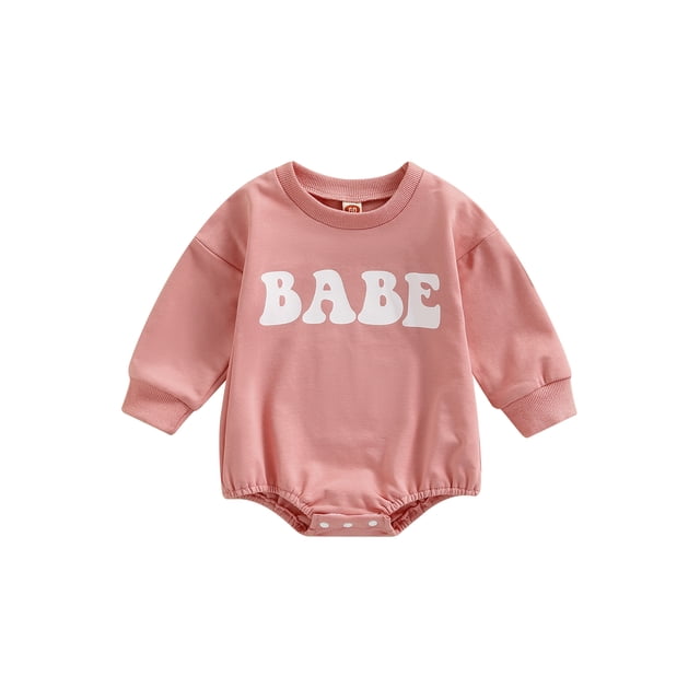 ZAXARRA Barboteuse de Printemps pour Bébés Filles Garçons Manches Longues Col Rond Imprimé Lettre BABE Combinaison Décontractée