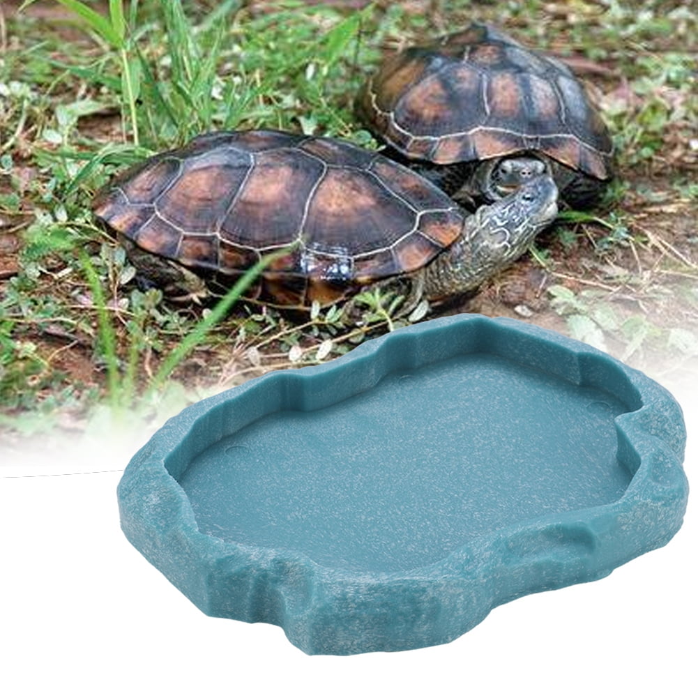 Kritne Reptile Feeder, Resin Reptile Bowl, Resin Durable Reptile Rock