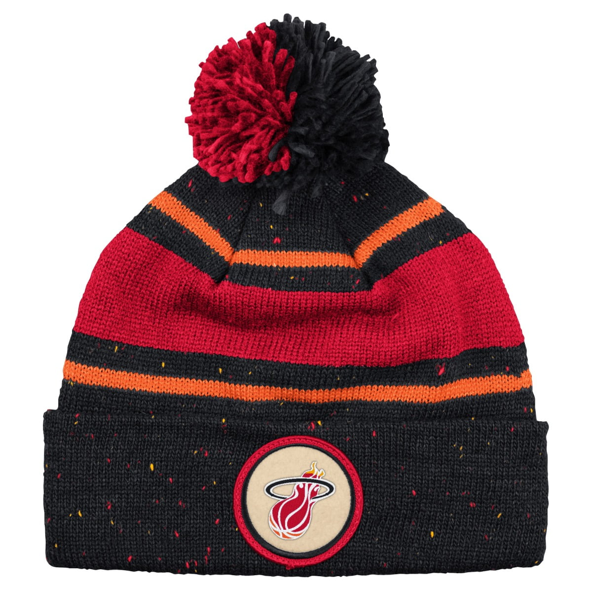 Miami Heat Mitchell & Ness NBA "Speckled" Cuffed Knit Hat w Pom by Mitchell & Ness