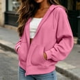 thumbnail image 5 of NominalSnug Women Full Zip Hoodie Long Sleeve Sweatshirts Drawstring Pocket Loose Fall Zip up Hooded Jacket, 5 of 8