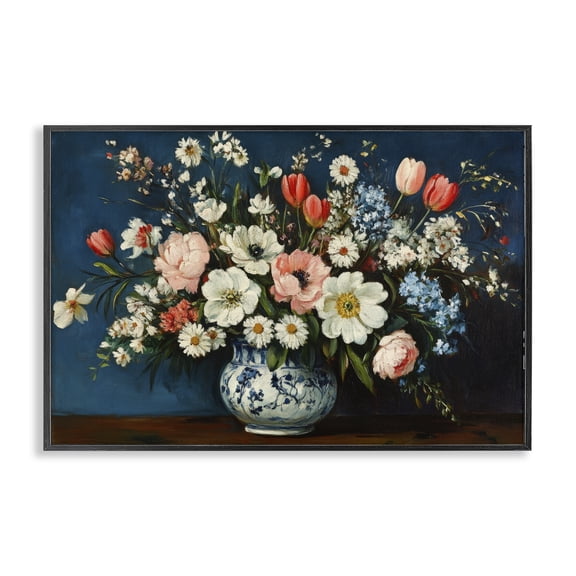 Stupell Industries French Country Colorful Bouquet in Vase Black Framed Giclee Art, 18 x 12, by Petals Prints Design