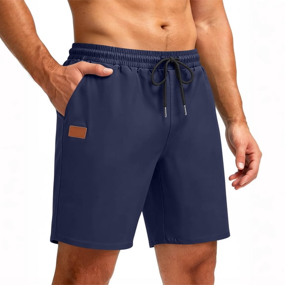 Nkmbld Mens Cargo Shorts Linen Relaxed Drawstring Shorts with Elastic Waistband Summer Casual Work Shorts