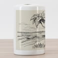 thumbnail image 3 of Palm Tree Ceramic Toothbrush Holder, Sketch of Coconut Palm Tree on Sandy Tropical Beach Exotic Oceanside View Print, Versatile Countertop for Bathroom, 4.5" X 2.7", Cream Black, by Ambesonne, 3 of 4