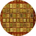 thumbnail image 1 of Ahgly Company Machine Washable Indoor Round Abstract Yellow Modern Area Rugs, 6' Round, 1 of 4