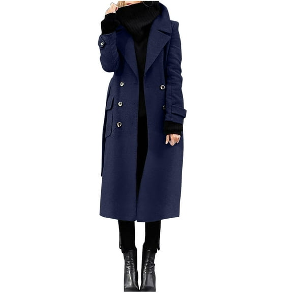 LIBRCLO Womens Jackets with Pockets Long Sleeve Fashion Lapel Solid Color Woolenen Coat Hoodless Outdoor Thick Button Comfortable Outwear for Fall