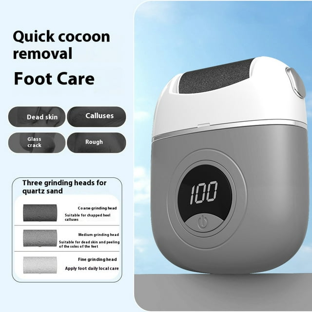 Electric Foot File and Callus Remover: Multi-Function Foot Scrubber for Heel and Sole, Smooth Your Feet with Ease,gray