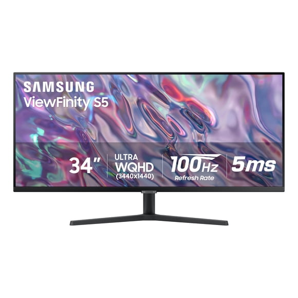 SAMSUNG 34 ViewFinity S50GC Series Ultra-WQHD Monitor, 100Hz, 5ms, HDR10, AMD FreeSync, Eye Care, Borderless Design, PIP, PBP, LS34C502GANXZA, 2023, Black