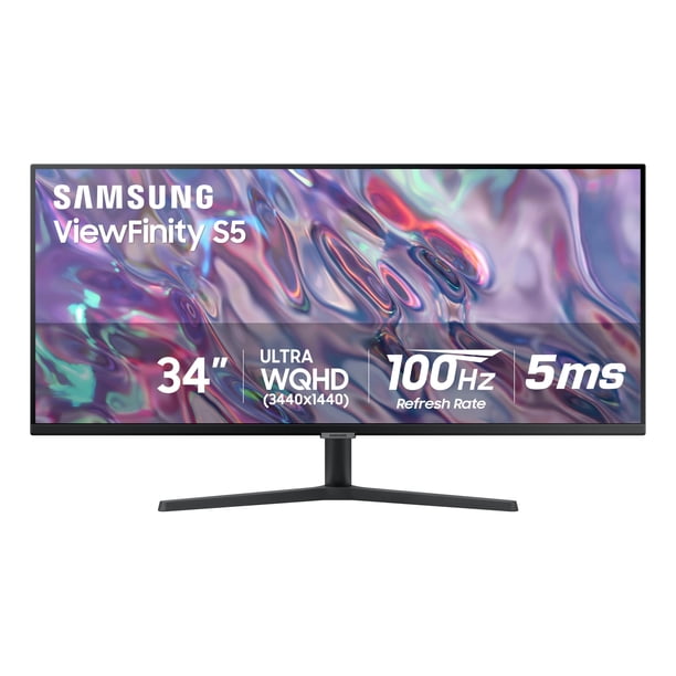 SAMSUNG 34 ViewFinity S50GC Series Ultra-WQHD Monitor, 100Hz, 5ms, HDR10, AMD FreeSync, Eye Care, Borderless Design, PIP, PBP, LS34C502GANXZA, 2023, Black