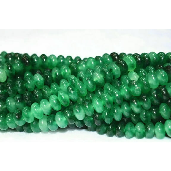 EOEMY New 5X8mm Green Emerald Abacus Gemstones Loose Beads 15" #Kh177